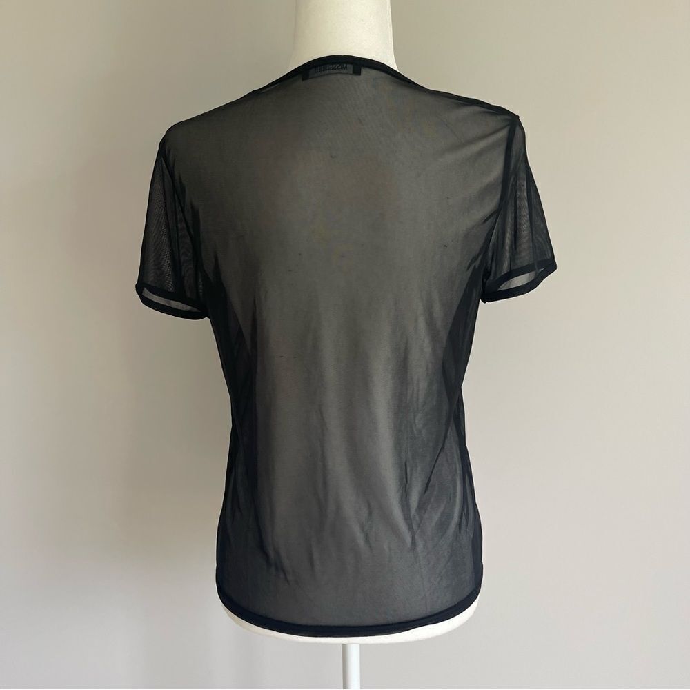 Missguided Sheer Black Short Sleeve Top - Picture 3 of 4